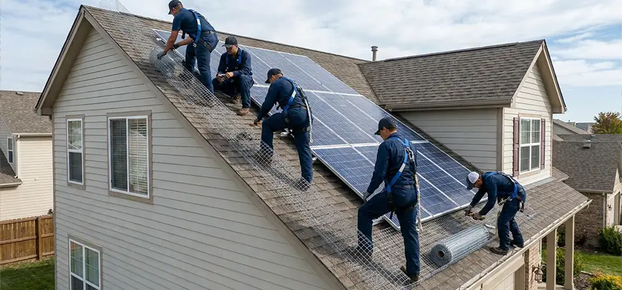Pigeon Wire for Solar Panels in White Lake